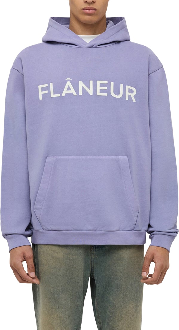 FLÂNEUR Printed Logo Hoodie | Purple Paars