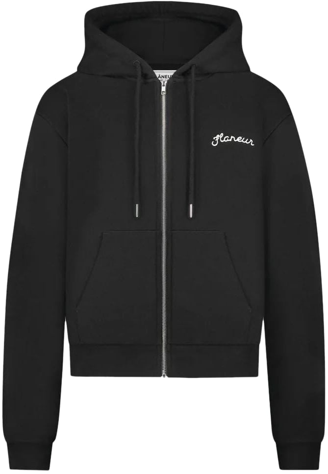 FLÂNEUR Signature Zip-Up Hoodie | Black Zwart