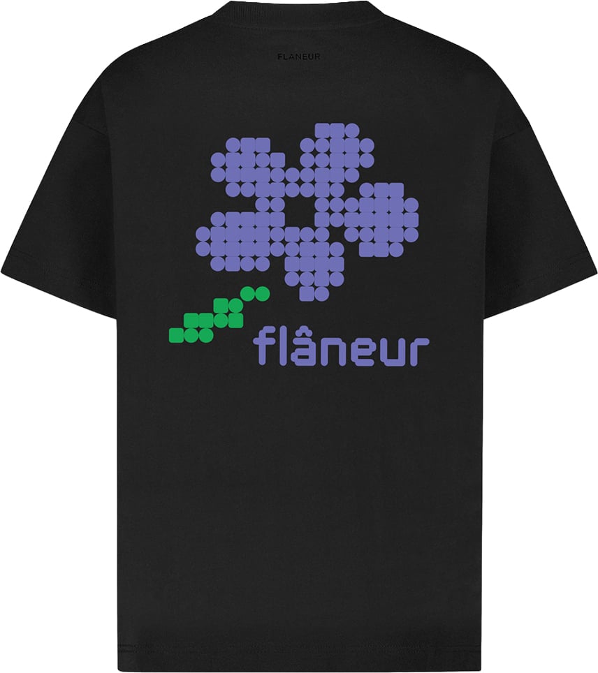 FLÂNEUR Pixel Flower T-Shirt | Black Zwart