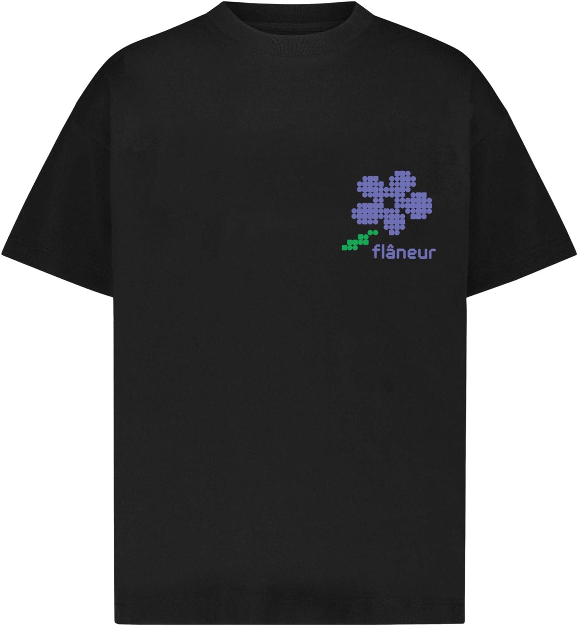 FLÂNEUR Pixel Flower T-Shirt | Black Zwart