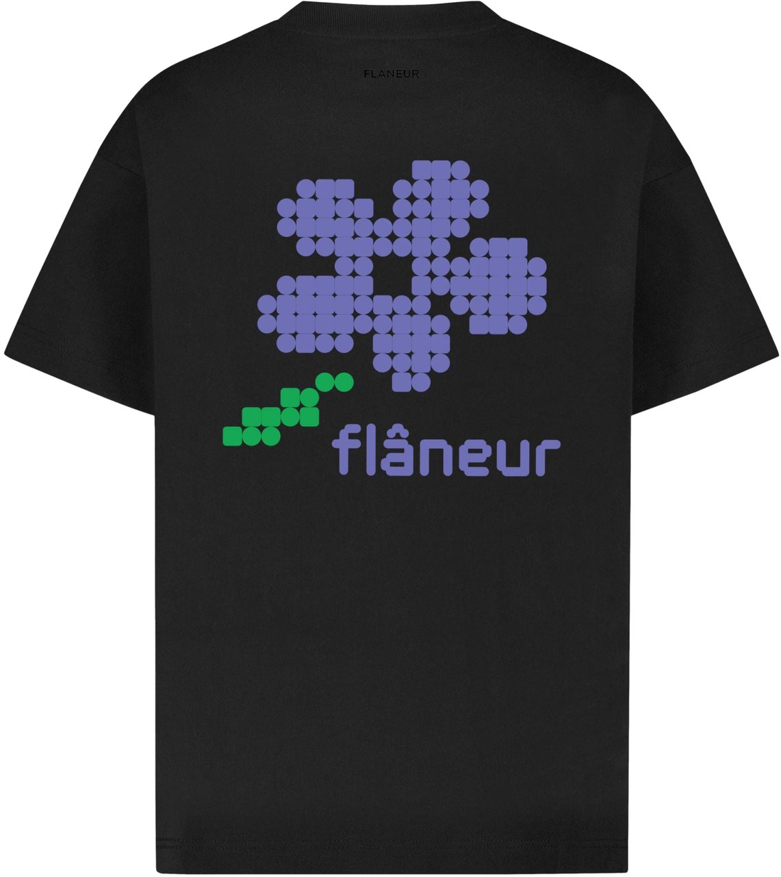 FLÂNEUR Pixel Flower T-Shirt | Black Zwart