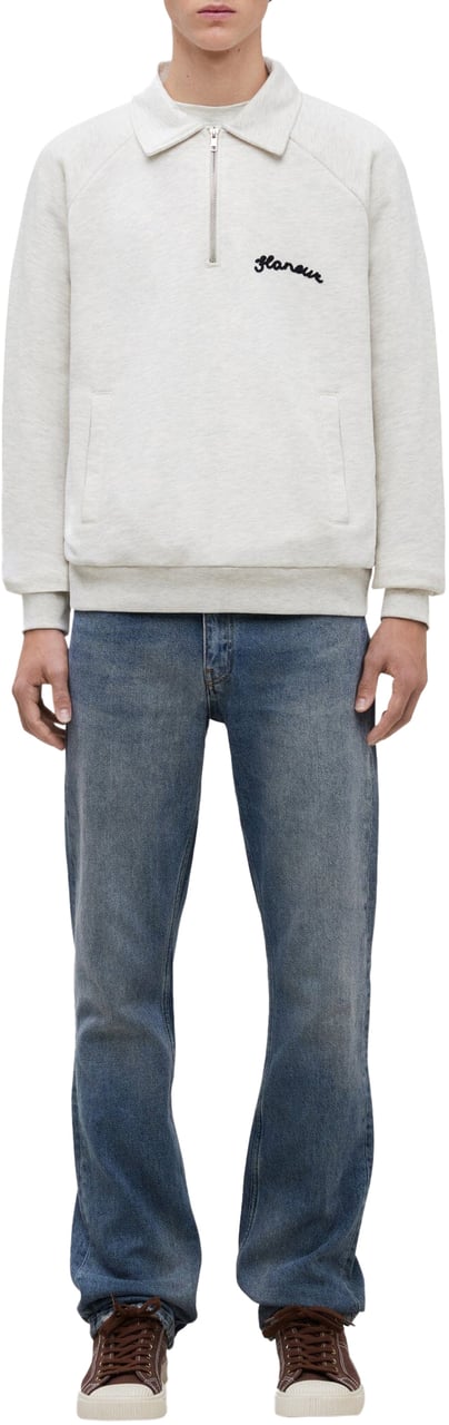 FLÂNEUR Signature Raglan Half Zip | Heather Cool Grey Grijs