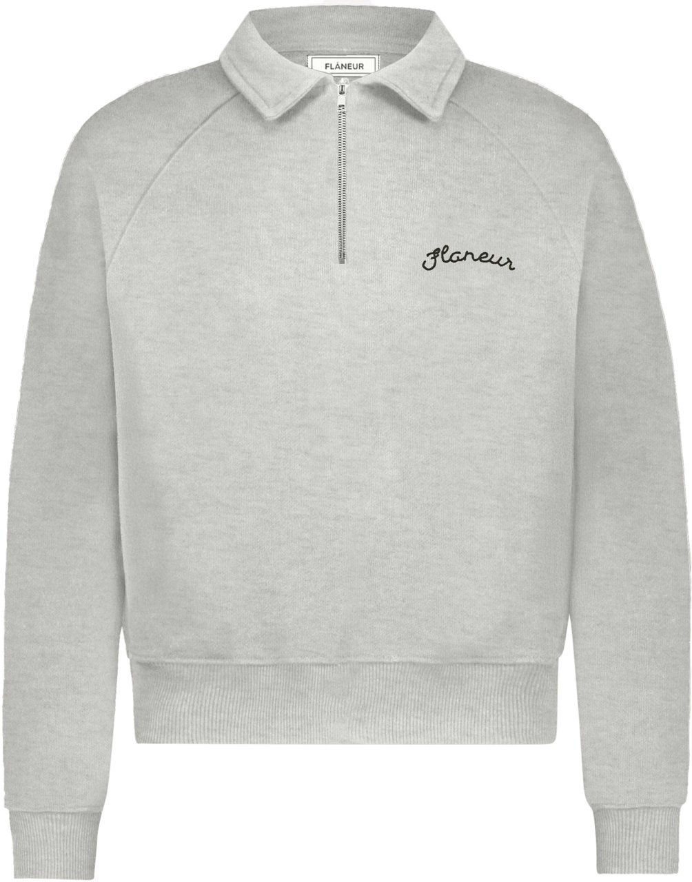 FLÂNEUR Signature Raglan Half Zip | Heather Cool Grey Grijs