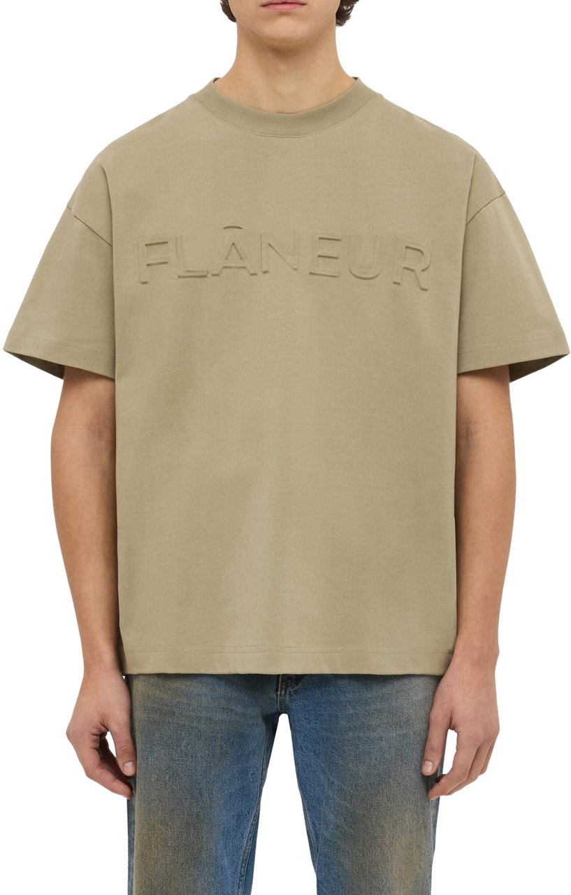 FLÂNEUR Embossed T-Shirt | Sand Beige