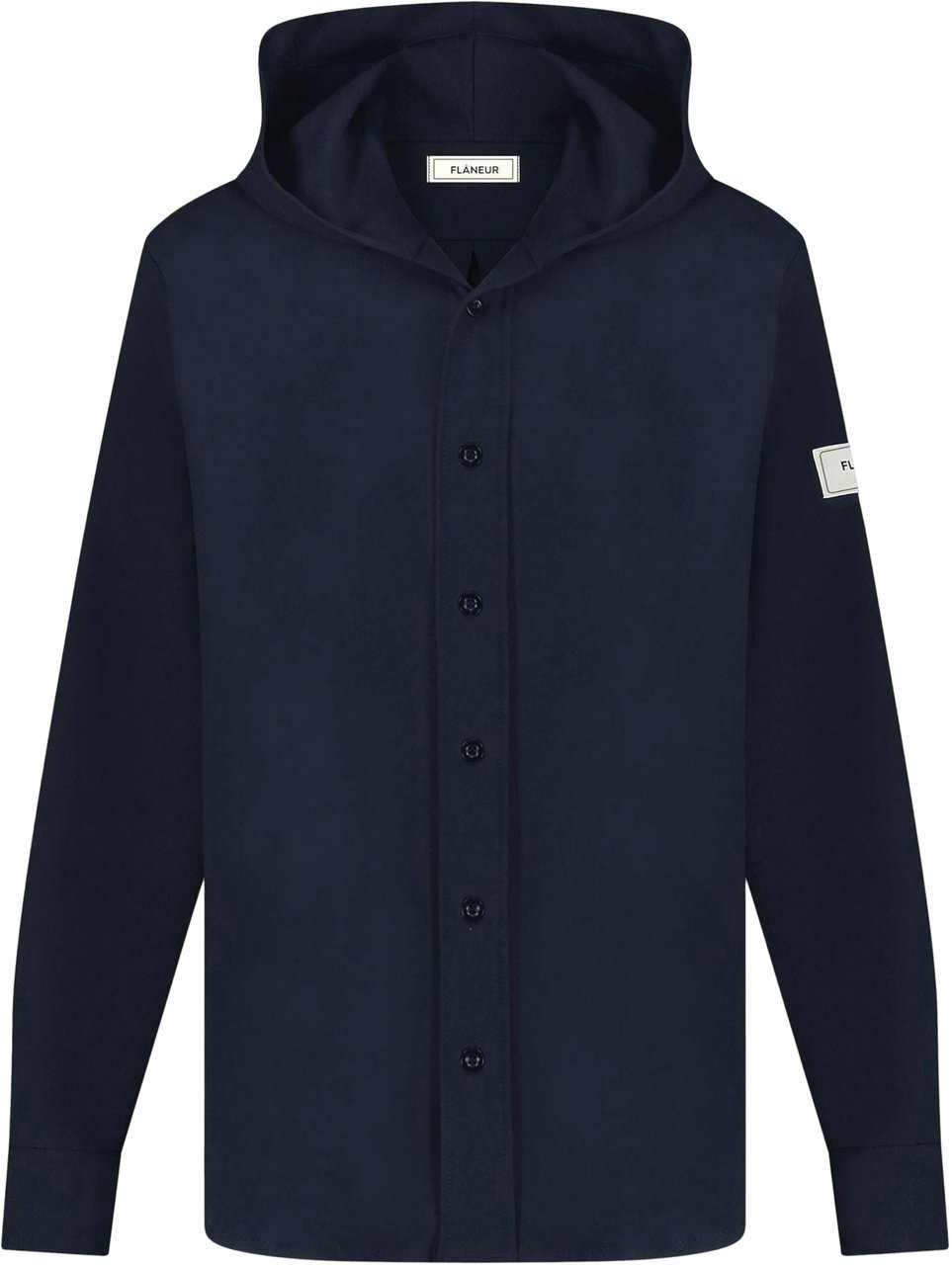 FLÂNEUR Atelier Hooded Shirt | Navy Blauw