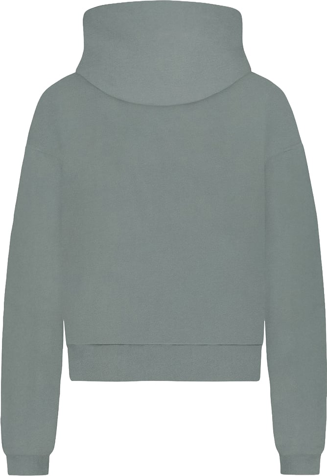 FLÂNEUR Logo Zip-Up Hoodie | Steel Green Groen