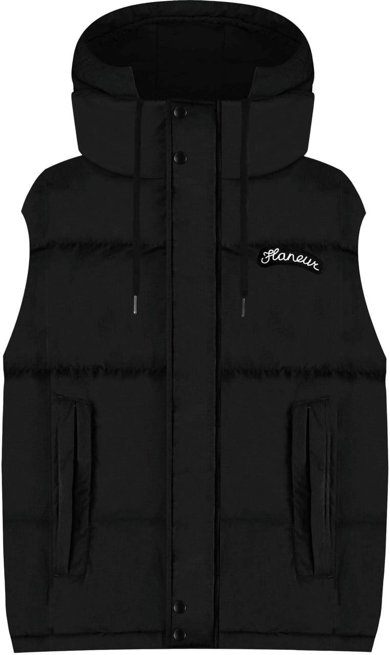 FLÂNEUR Signature Puffer Vest | Black Zwart