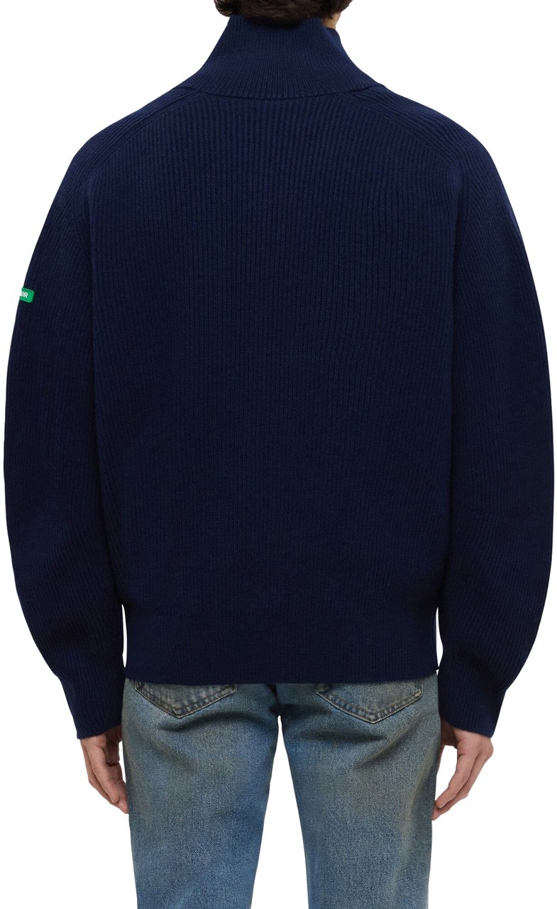 FLÂNEUR Badge Knit Cardigan | Navy Blauw