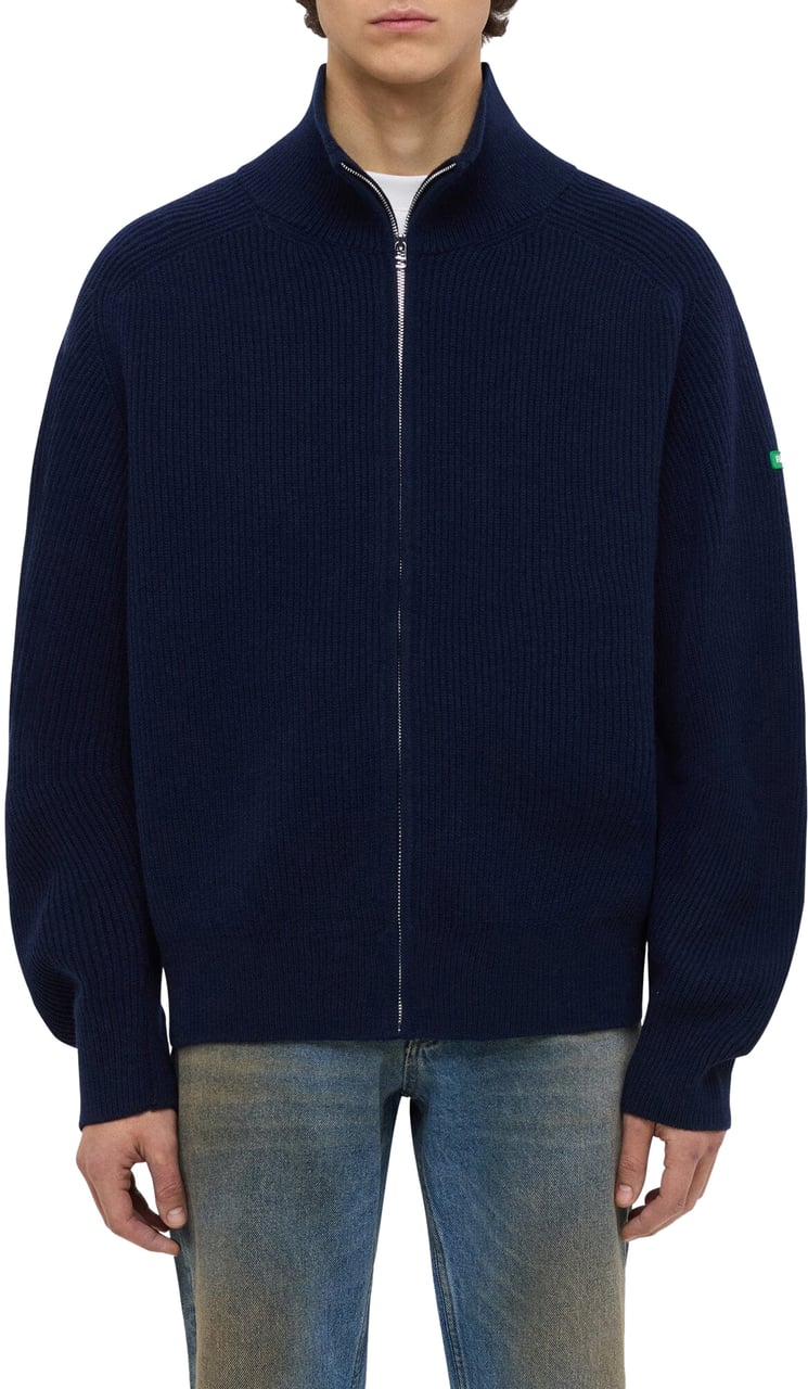 FLÂNEUR Badge Knit Cardigan | Navy Blauw