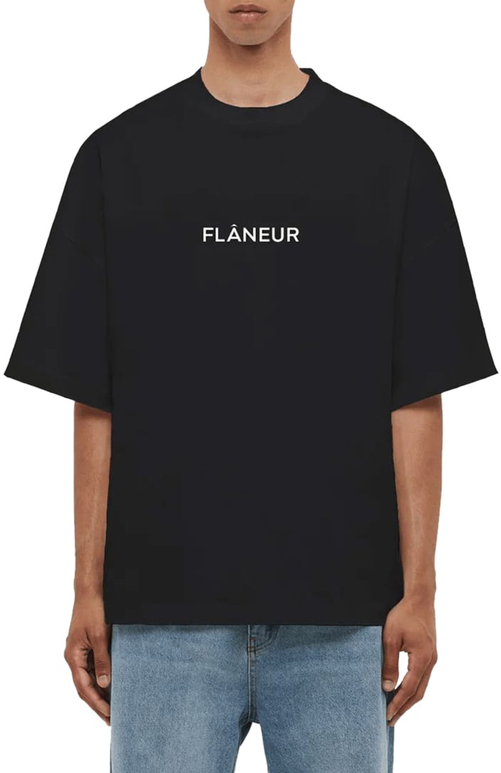 FLÂNEUR Box Logo T-Shirt | Black Zwart