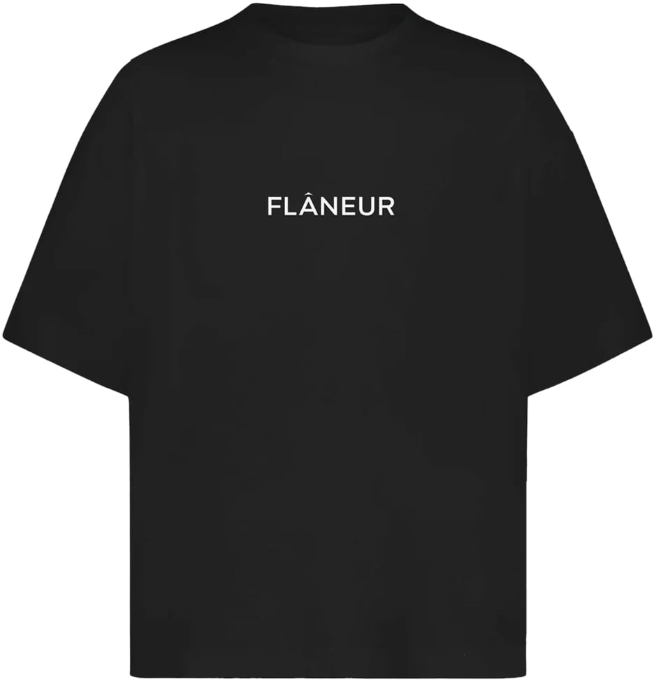 FLÂNEUR Box Logo T-Shirt | Black Zwart