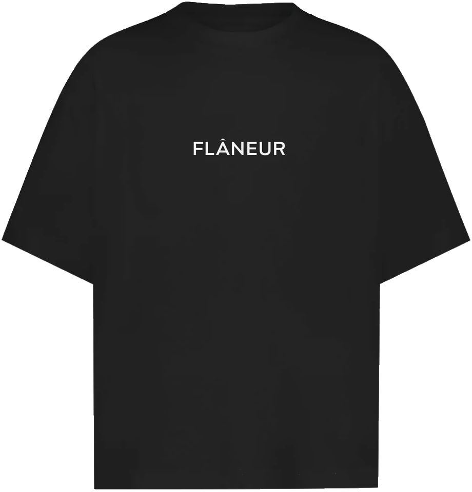FLÂNEUR Box Logo T-Shirt | Black Zwart