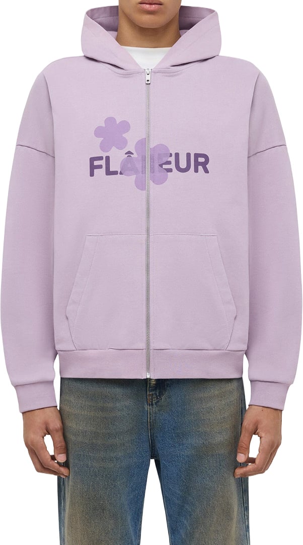 FLÂNEUR Organic Flower Zip-Up | Soft Purple Paars
