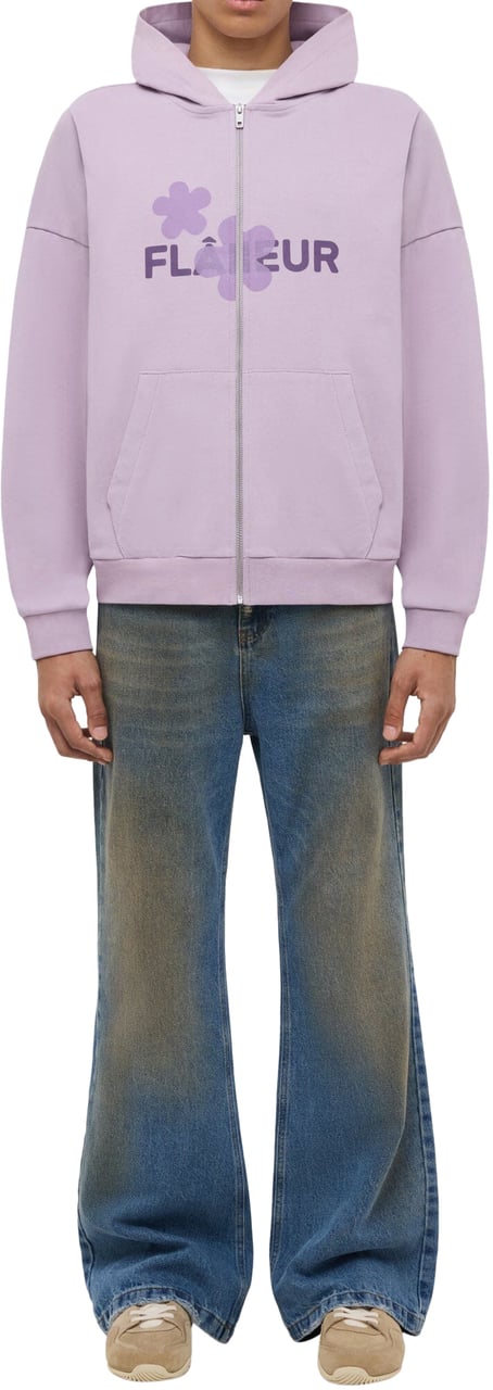 FLÂNEUR Organic Flower Zip-Up | Soft Purple Paars