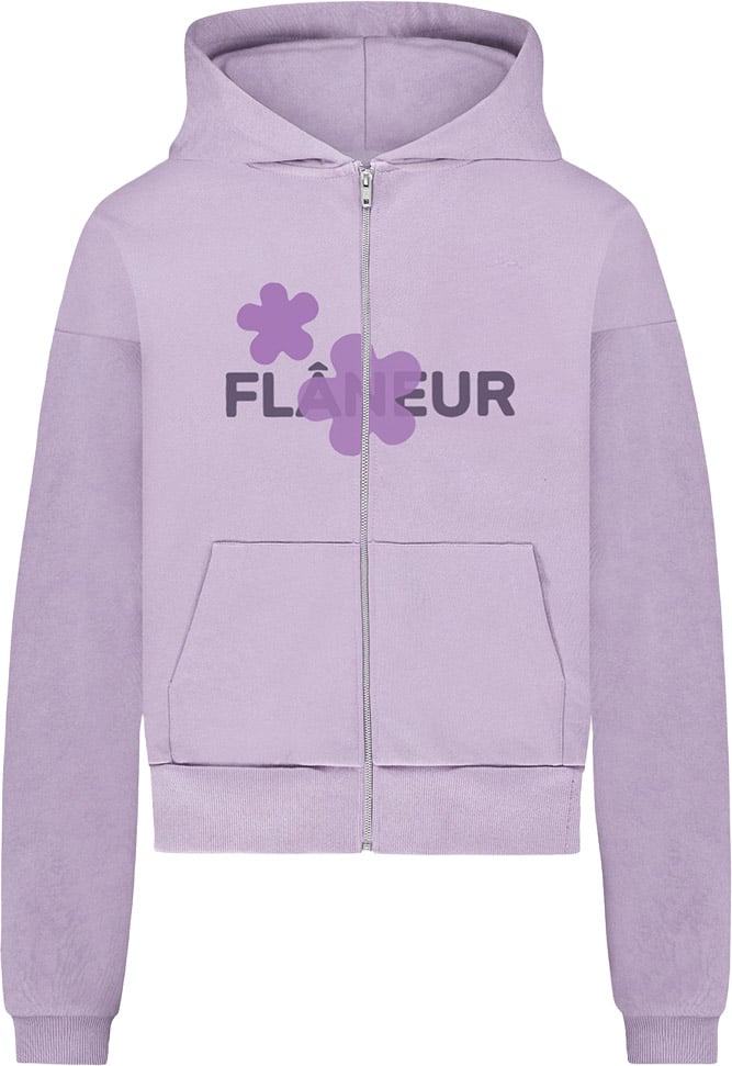 FLÂNEUR Organic Flower Zip-Up | Soft Purple Paars