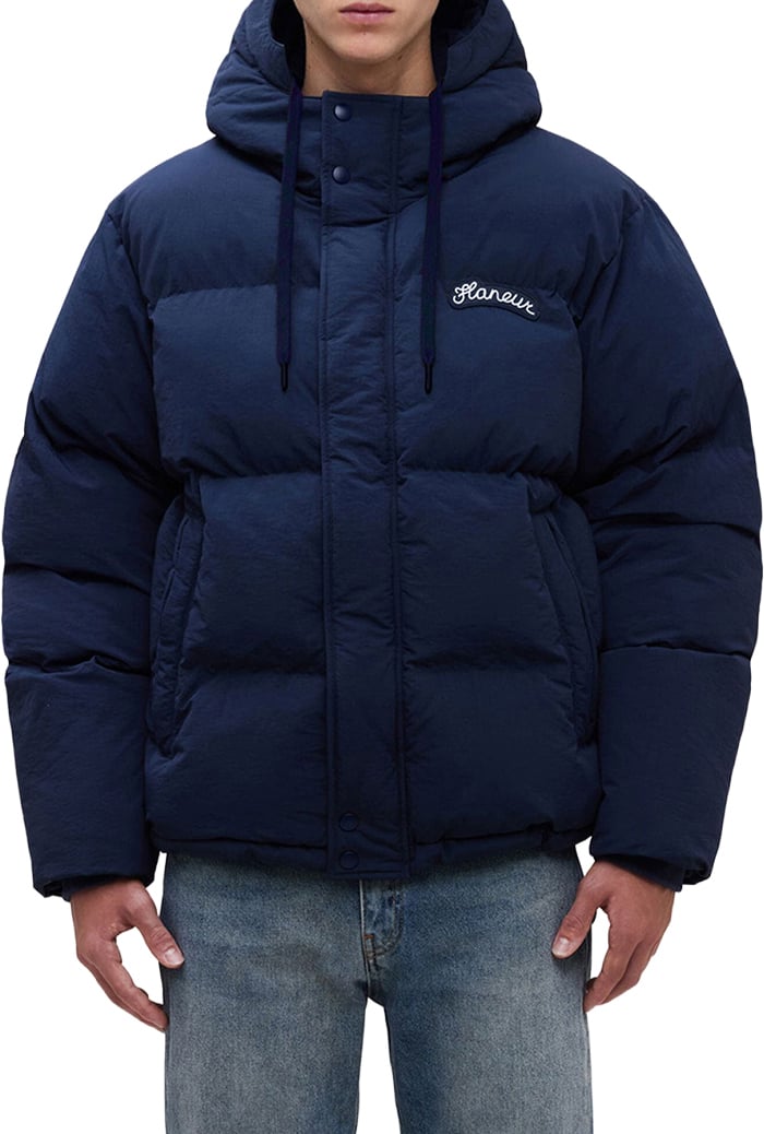 FLÂNEUR Signature Hooded Puffer Jacket | Navy Blauw