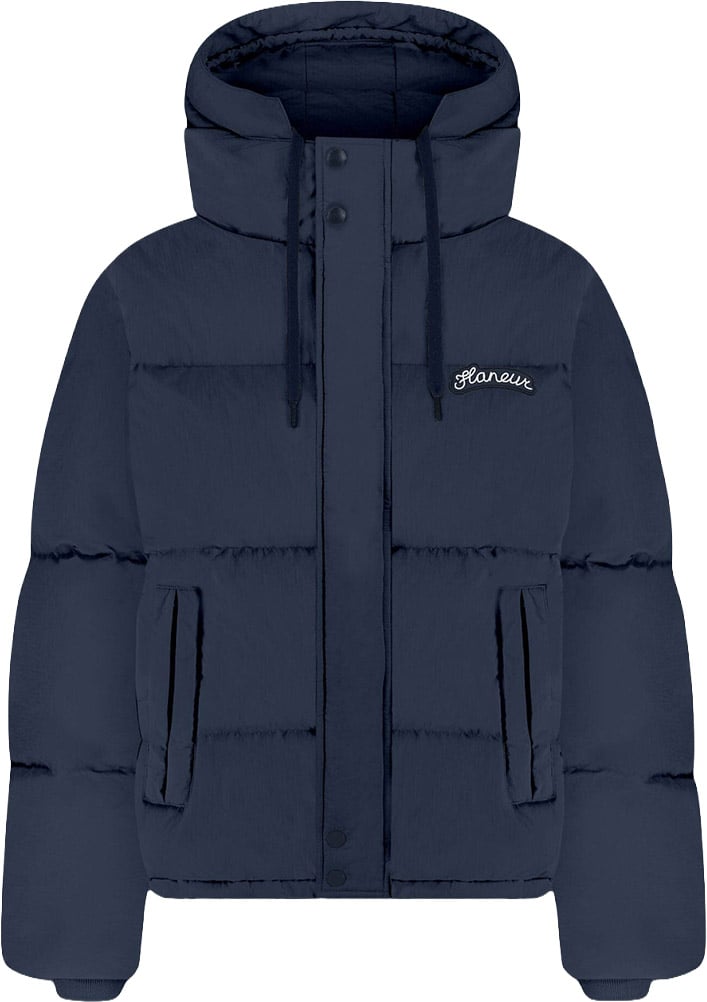 FLÂNEUR Signature Hooded Puffer Jacket | Navy Blauw