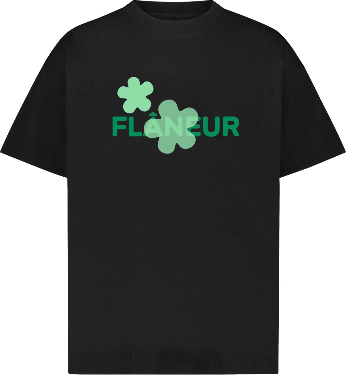 FLÂNEUR Organic Flower T-Shirt | Black Zwart