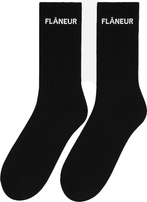 FLÂNEUR Logo Socks | Black Zwart