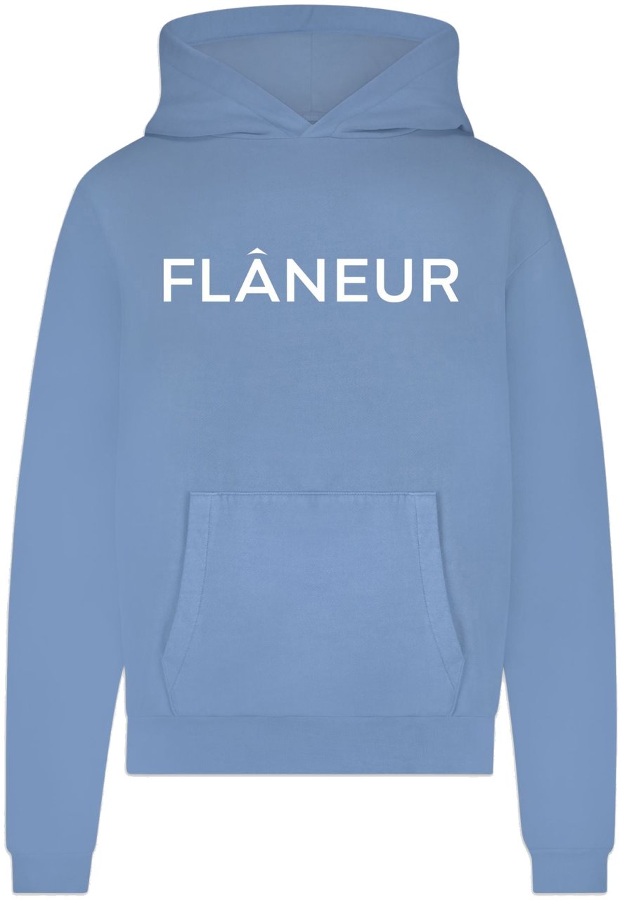 FLÂNEUR Printed Logo Hoodie | Blue Blauw