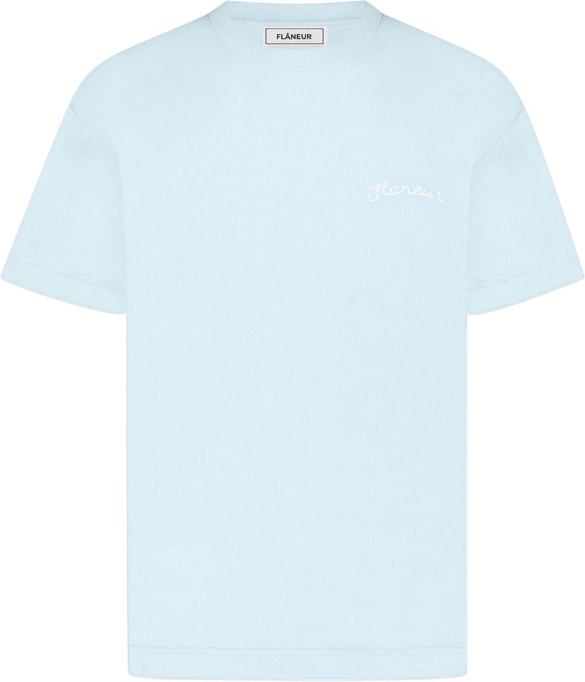 FLÂNEUR Signature T-Shirt | Ice Blue Blauw