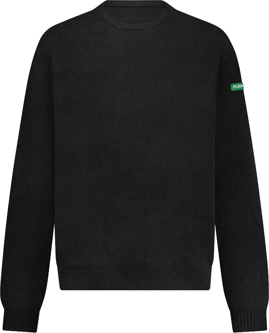 FLÂNEUR Badge Knit Sweater | Black Zwart