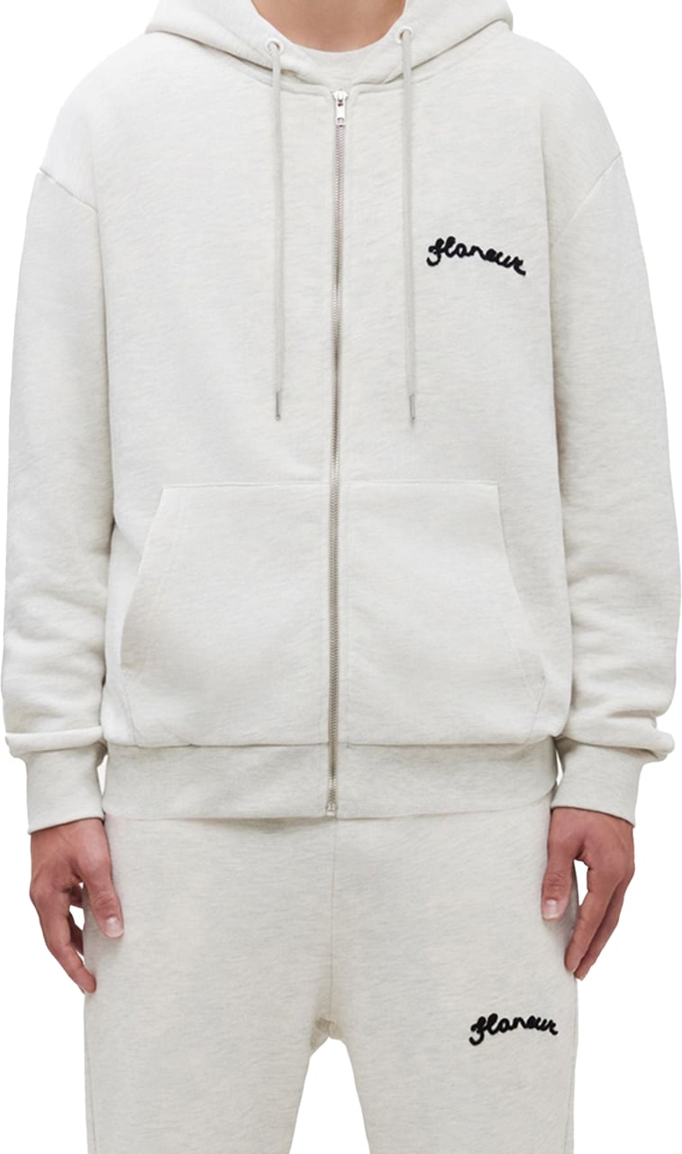 FLÂNEUR Signature Zip-Up Hoodie | Heather Cool Grey Grijs