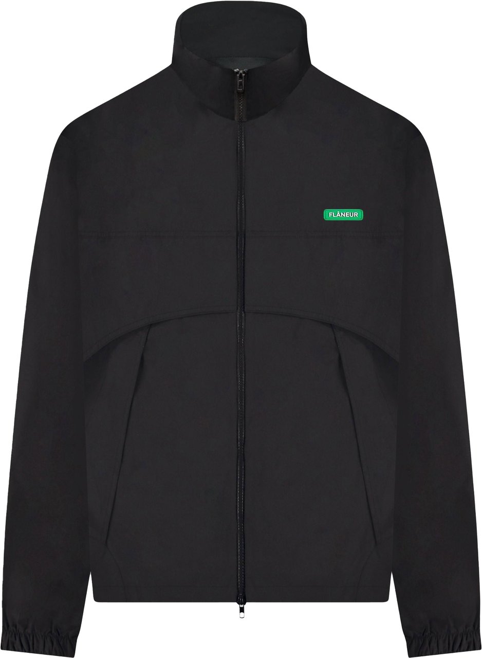 FLÂNEUR Badge Track Jacket | Black Zwart