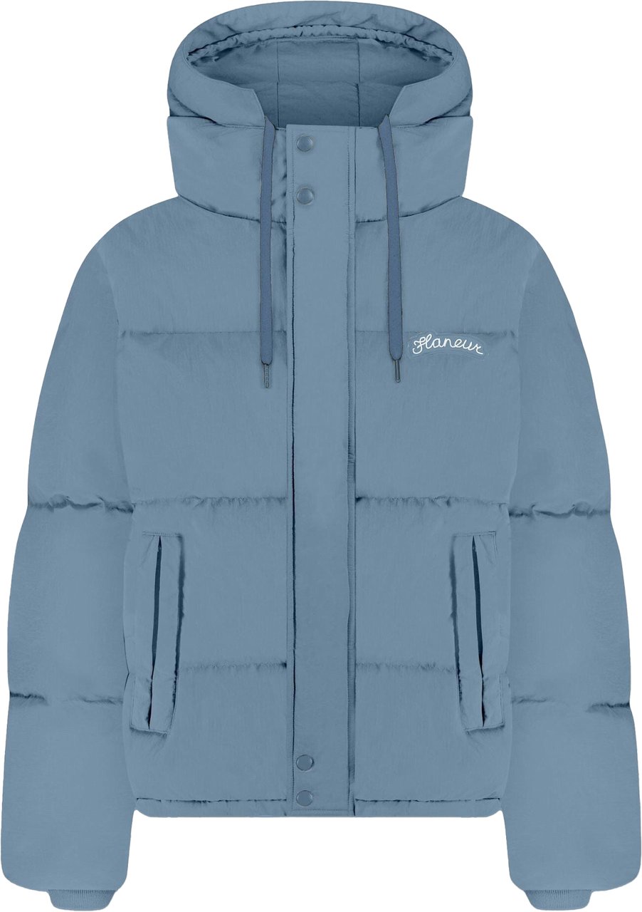 FLÂNEUR Signature Hooded Puffer Jacket | Light Blue Blauw