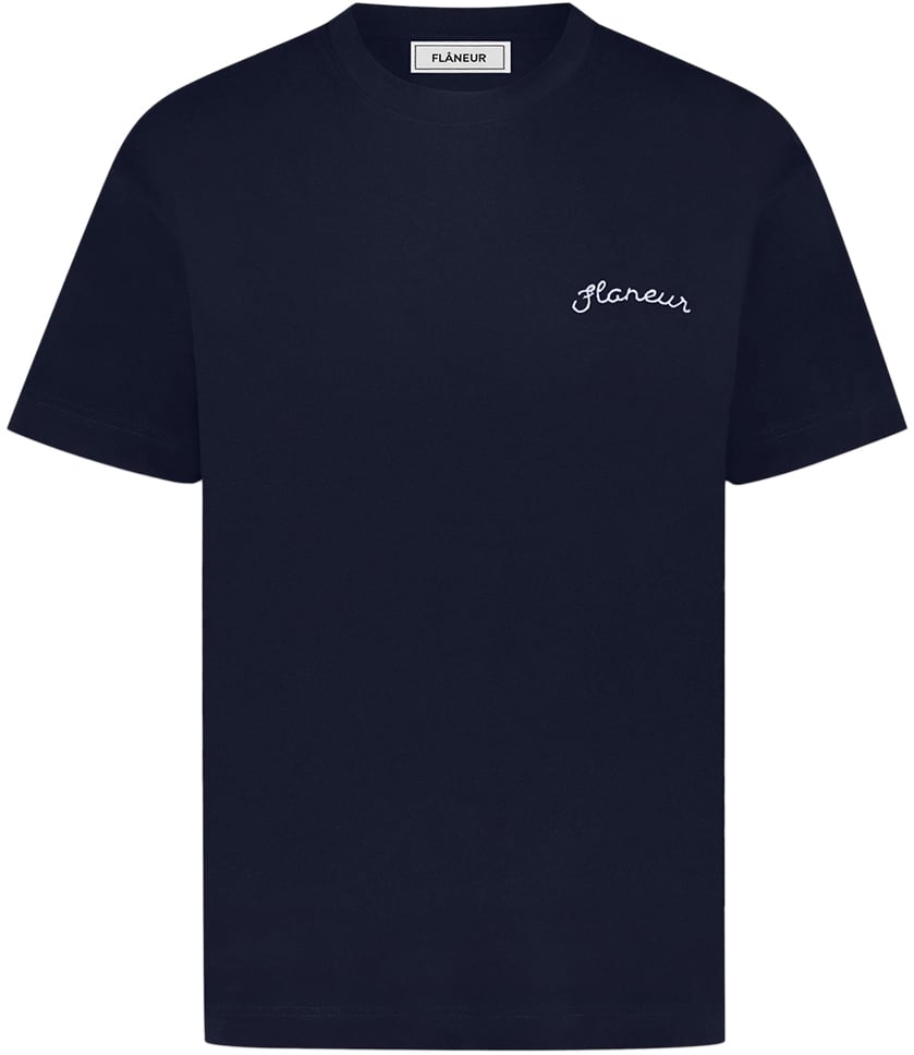 FLÂNEUR Signature T-Shirt | Navy Blauw
