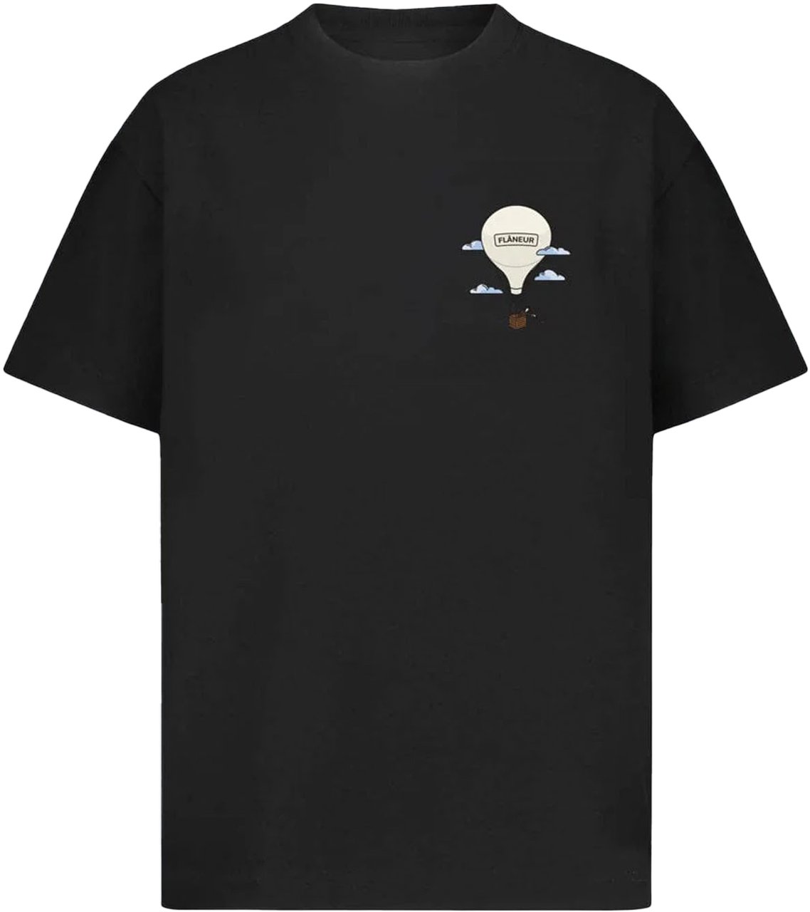 FLÂNEUR AÉRONAUTIQUE PRINT T-SHIRT BLACK Zwart