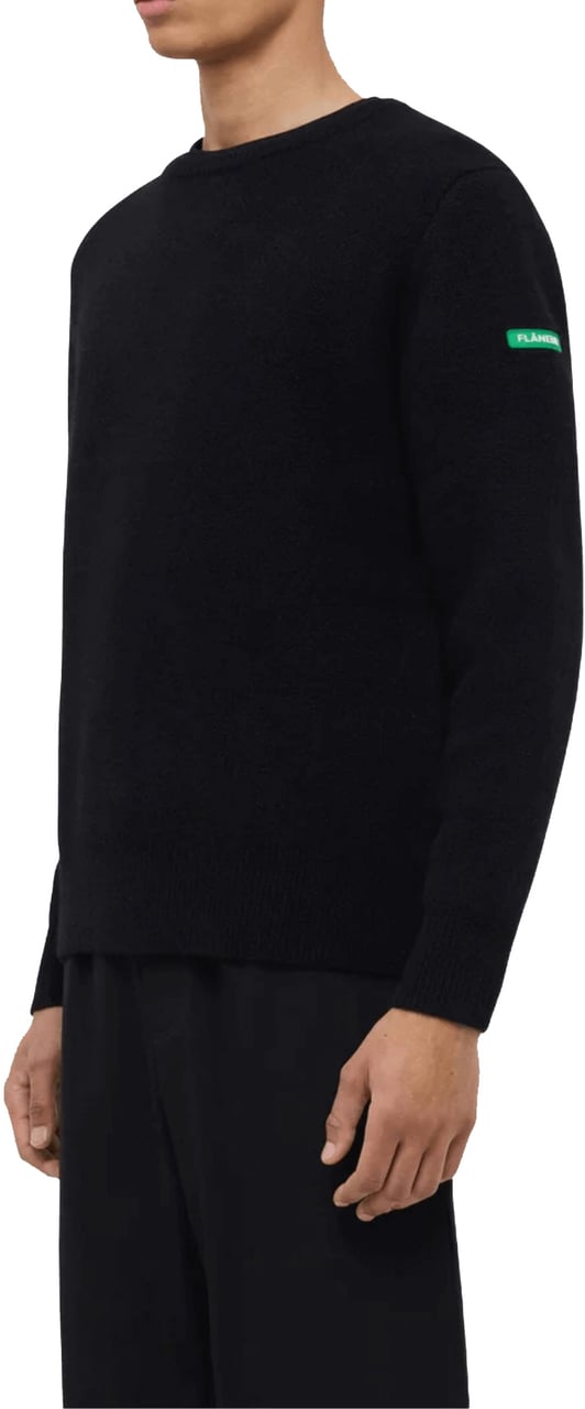 FLÂNEUR BADGE LOGO CREWNECK BLACK Zwart