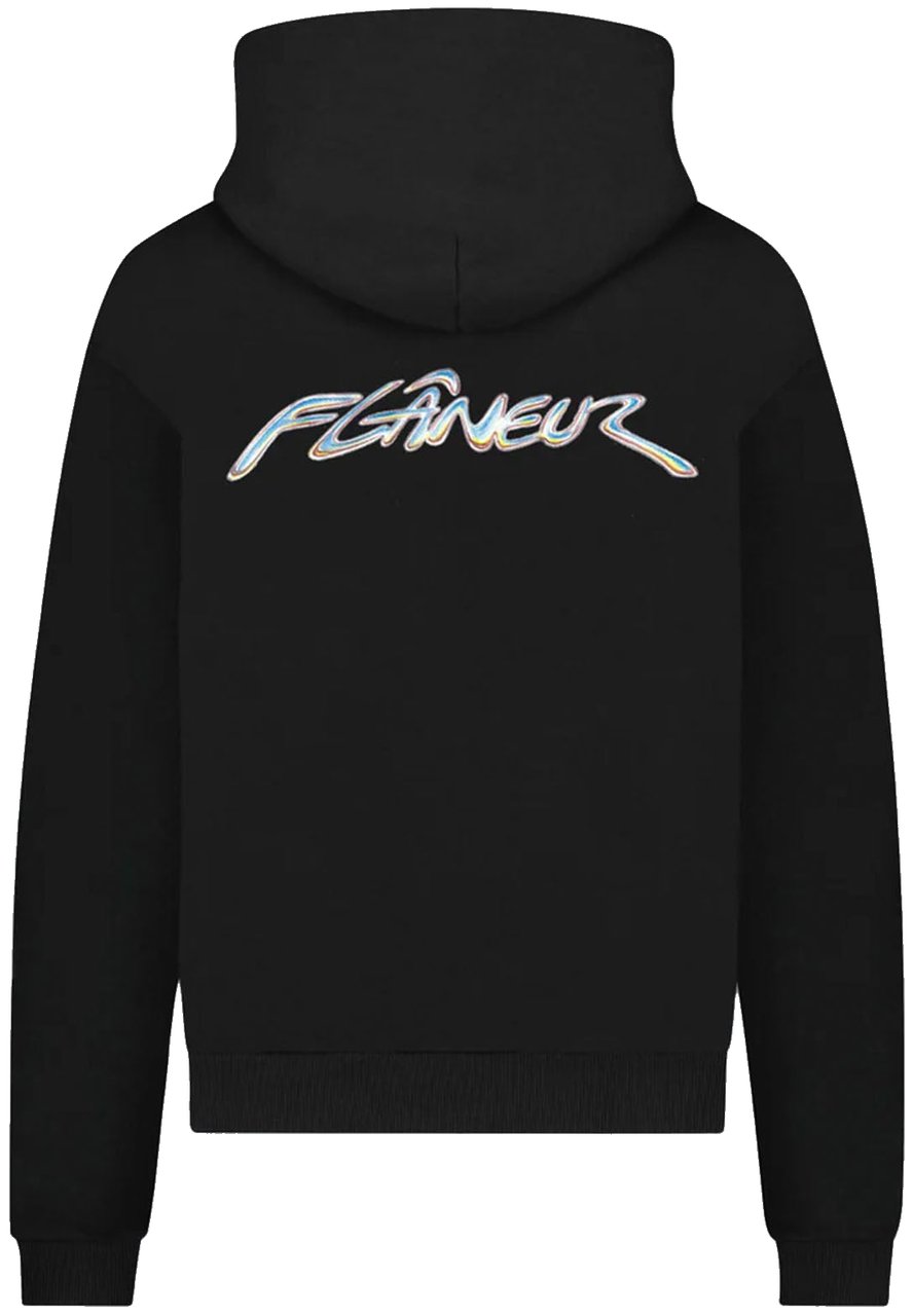 FLÂNEUR CHROME LOGO HOODIE BLACK Zwart