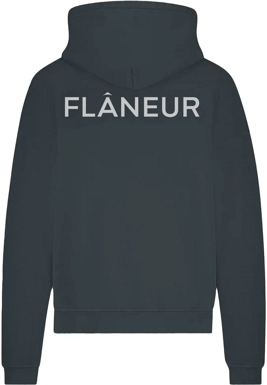 FLÂNEUR DOUBLE LOGO WASHED HOODIE BLACK Zwart
