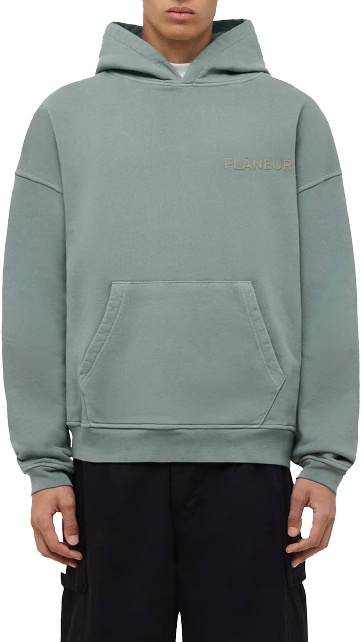 FLÂNEUR DOUBLE LOGO WASHED HOODIE MINTGREEN Groen
