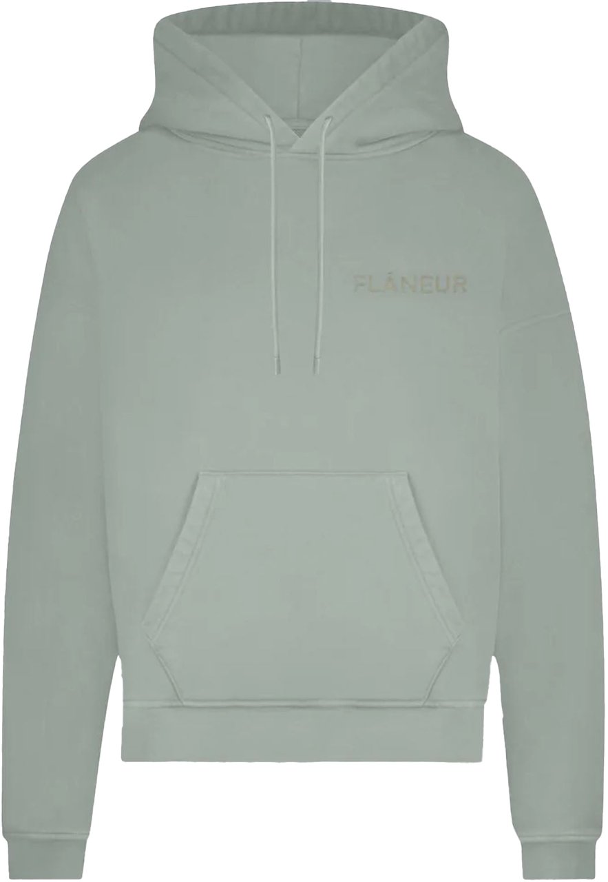 FLÂNEUR DOUBLE LOGO WASHED HOODIE MINTGREEN Groen