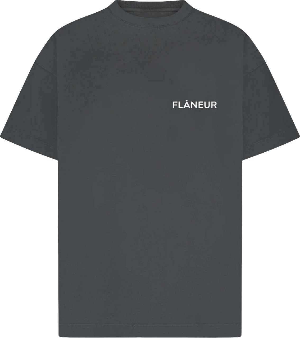 FLÂNEUR T-shirt met dubbel logo en wash-effect, zwart Donkergrijs