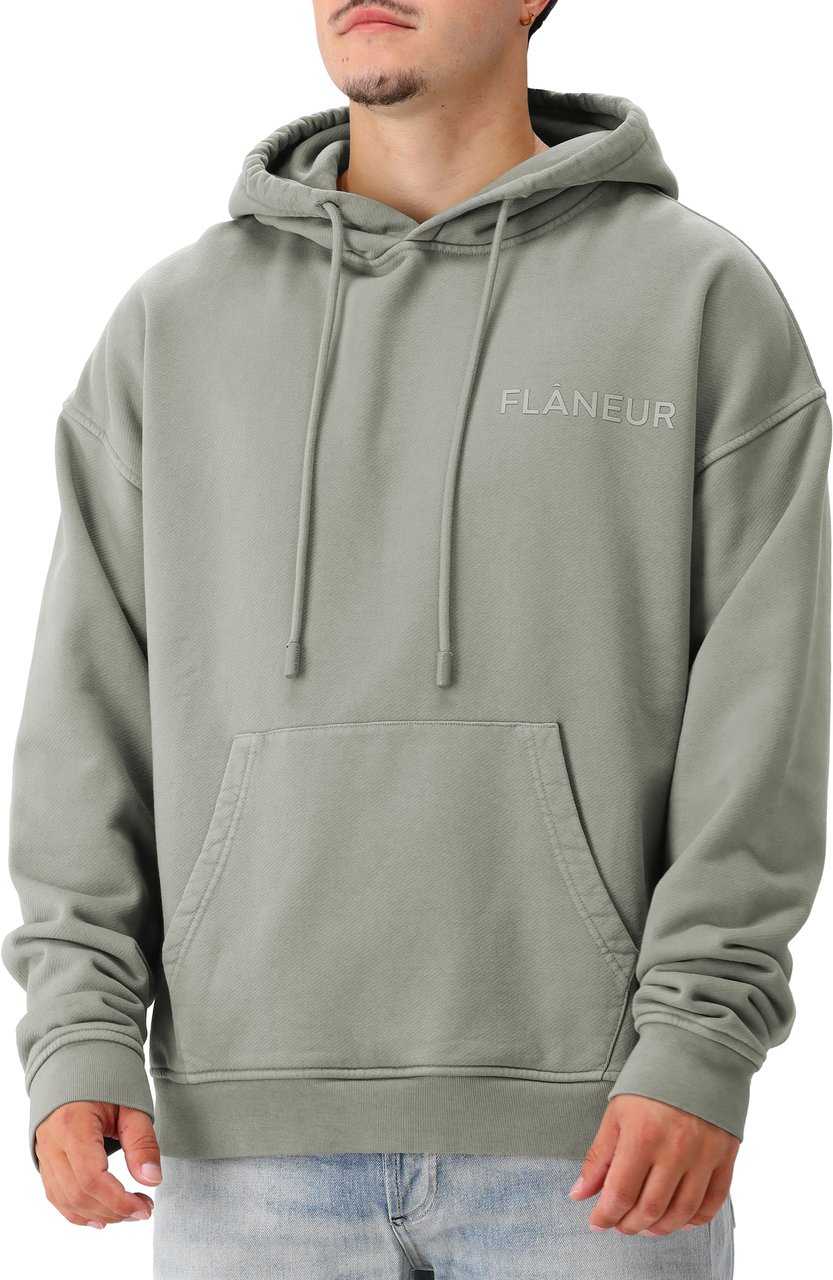 Flâneur Hoodie Groen Double Logo Washed Hoodie Beige