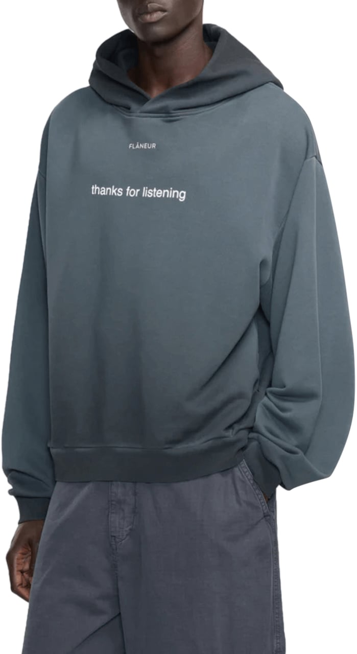 FLÂNEUR Listening Hoodie, gewassen zwart Donkergrijs