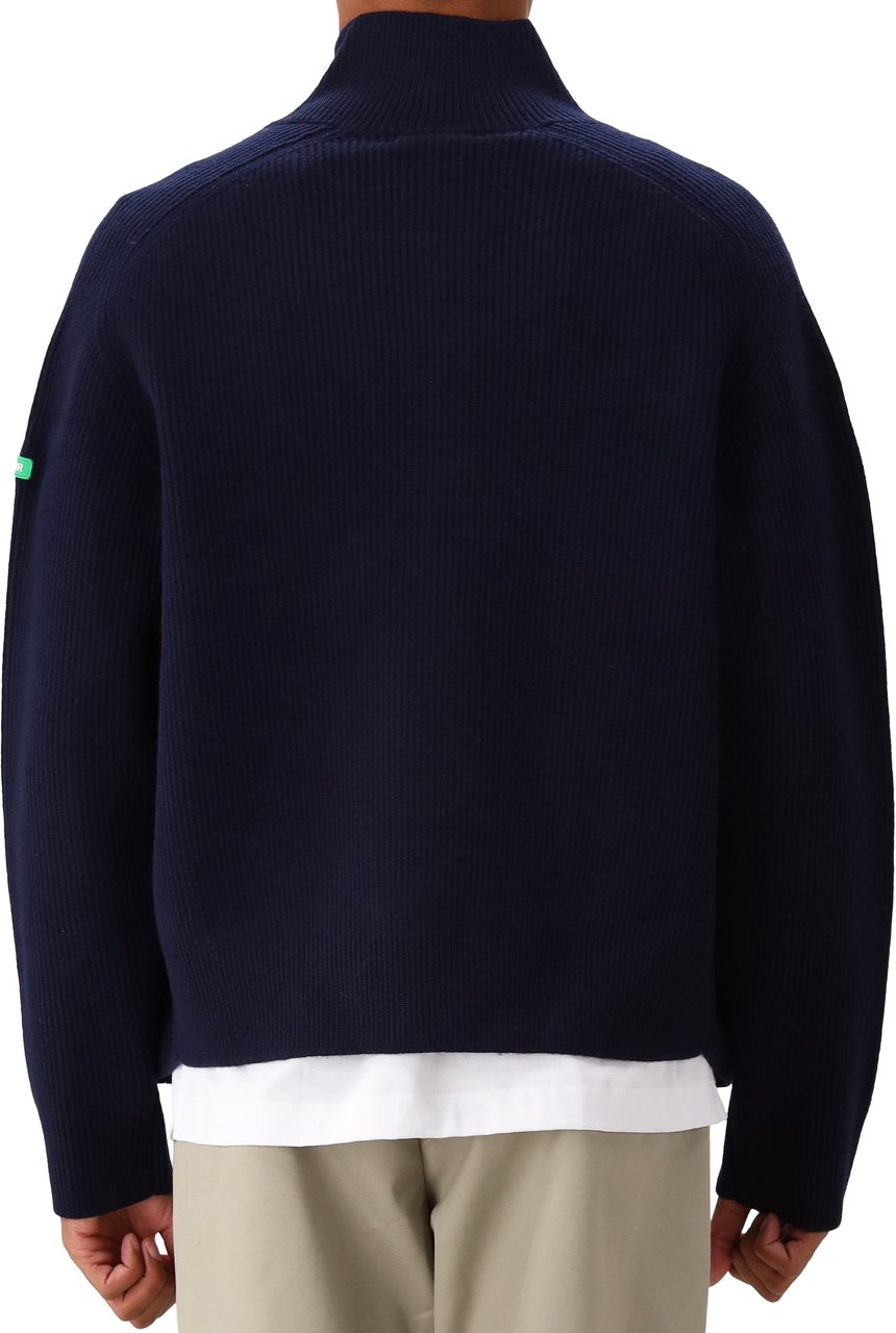 FLÂNEUR Flâneur Vest Blauw Badge Knit Cardigan Blauw