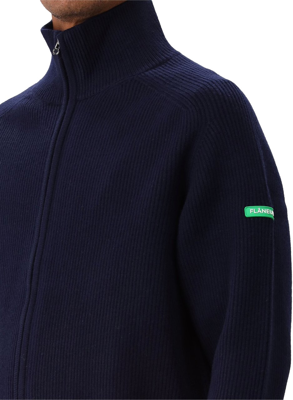 FLÂNEUR Flâneur Vest Blauw Badge Knit Cardigan Blauw