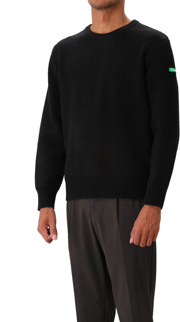 FLÂNEUR Flâneur Trui Zwart Badge Knit Sweater Zwart