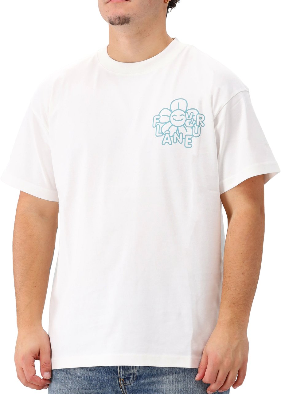 FLÂNEUR Flâneur T-shirt Wit Happy Flower Wit