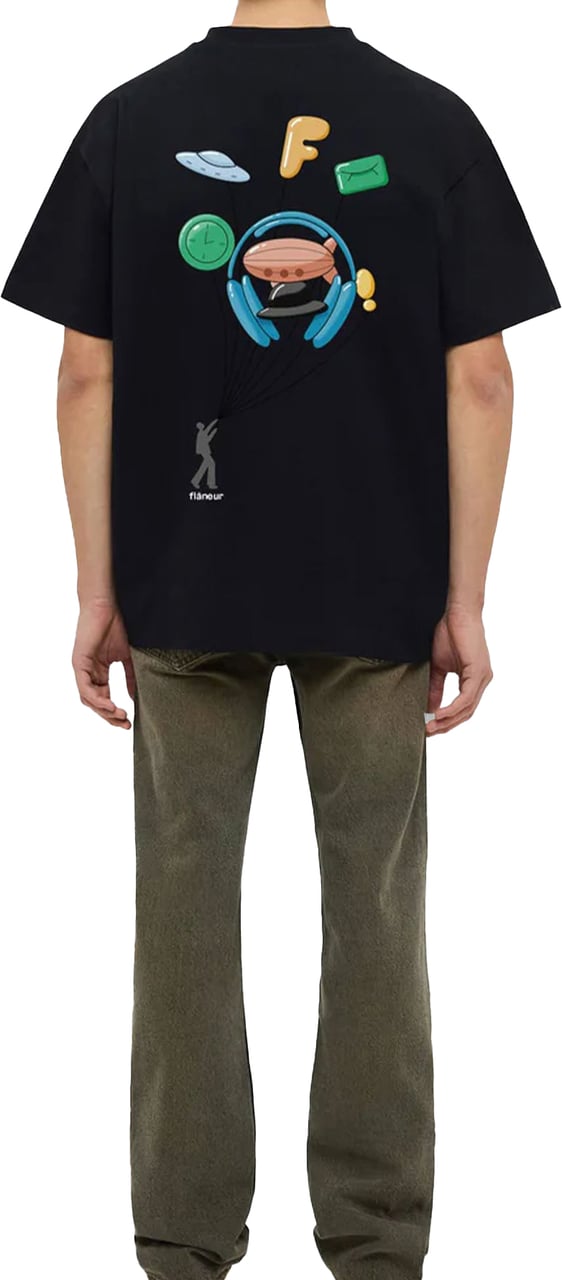 FLÂNEUR INFLATABLES PRINT T-SHIRT BLACK Zwart