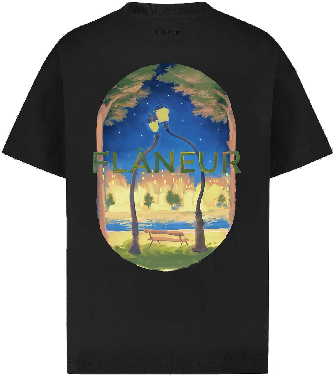 FLÂNEUR LANTERNS OF LOVE PRINT T-SHIRT BLACK Zwart