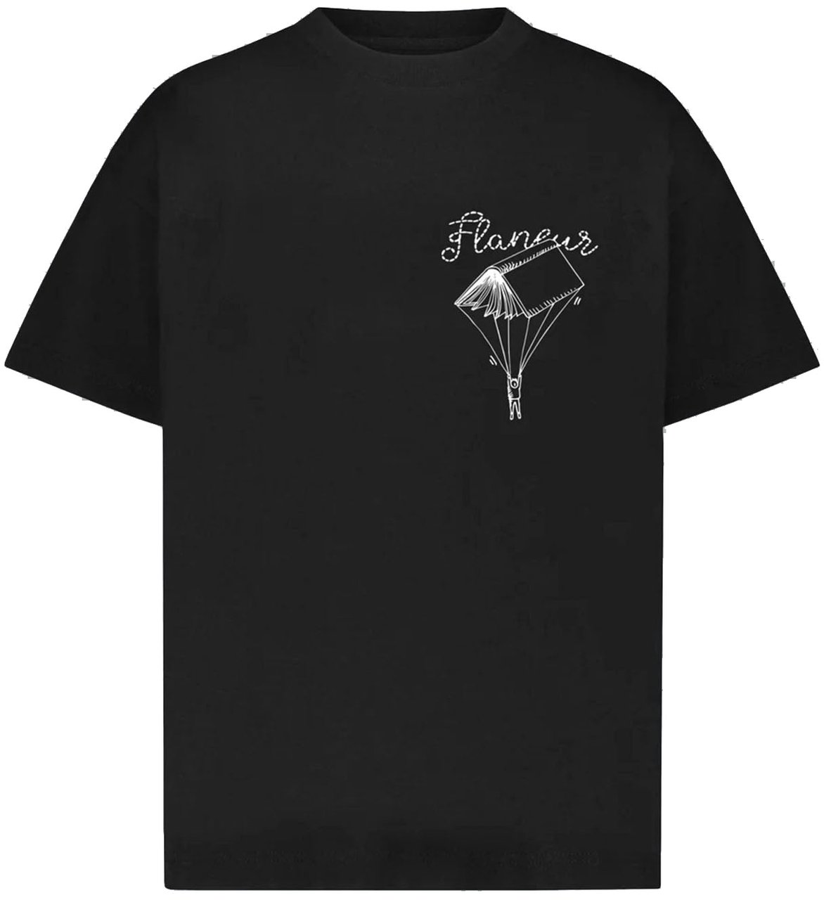 FLÂNEUR ONE FOR THE BOOKS PRINT T-SHIRT BLACK Zwart