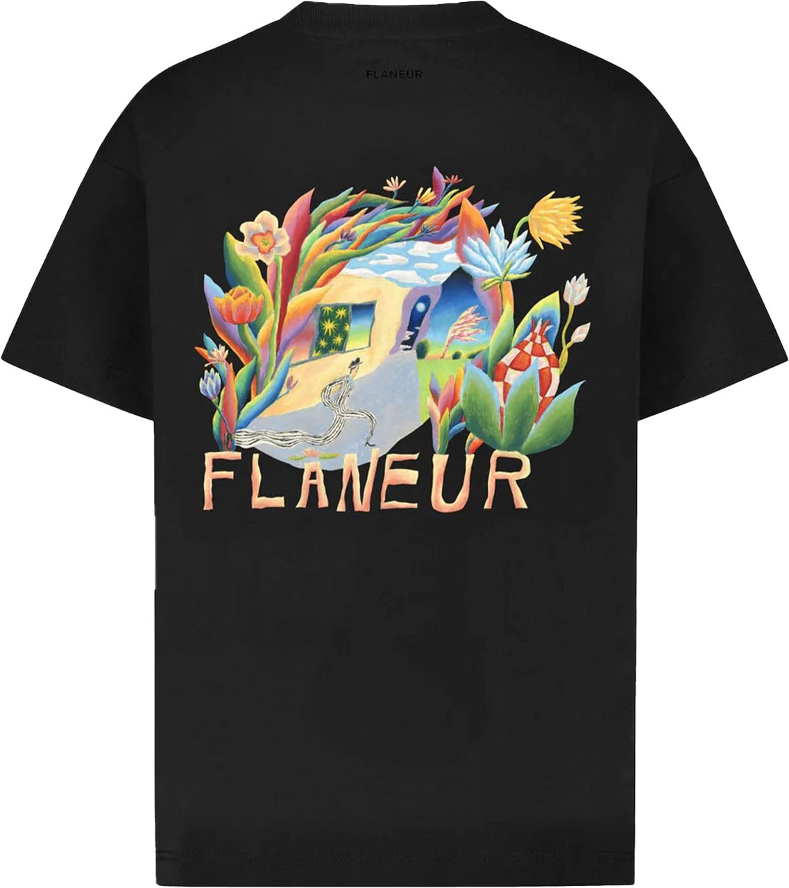 FLÂNEUR PASSAGE OF TIME PRINT T-SHIRT BLACK Zwart