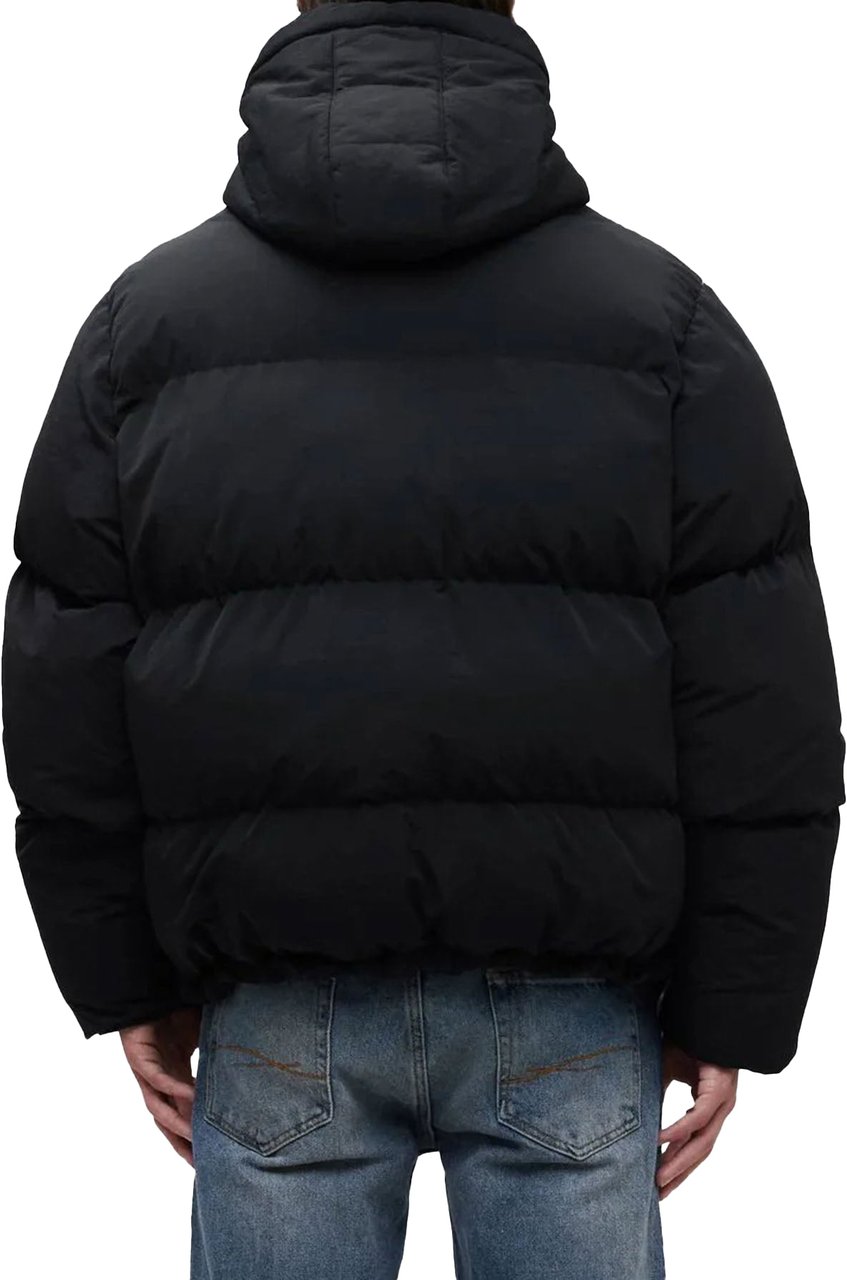 FLÂNEUR SIGNATURE LOGO PUFFER JACKET Black Zwart
