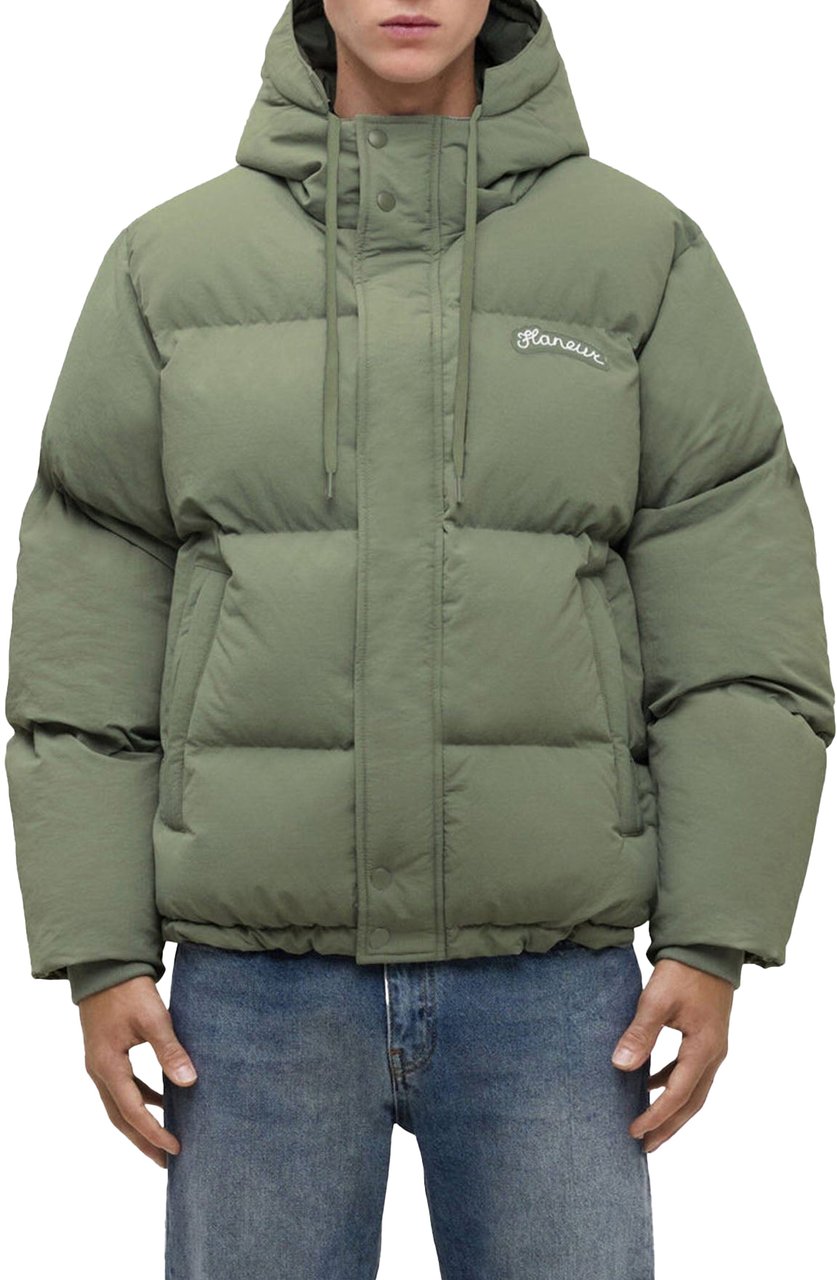 FLÂNEUR SIGNATURE LOGO PUFFER JACKET Khaki Groen