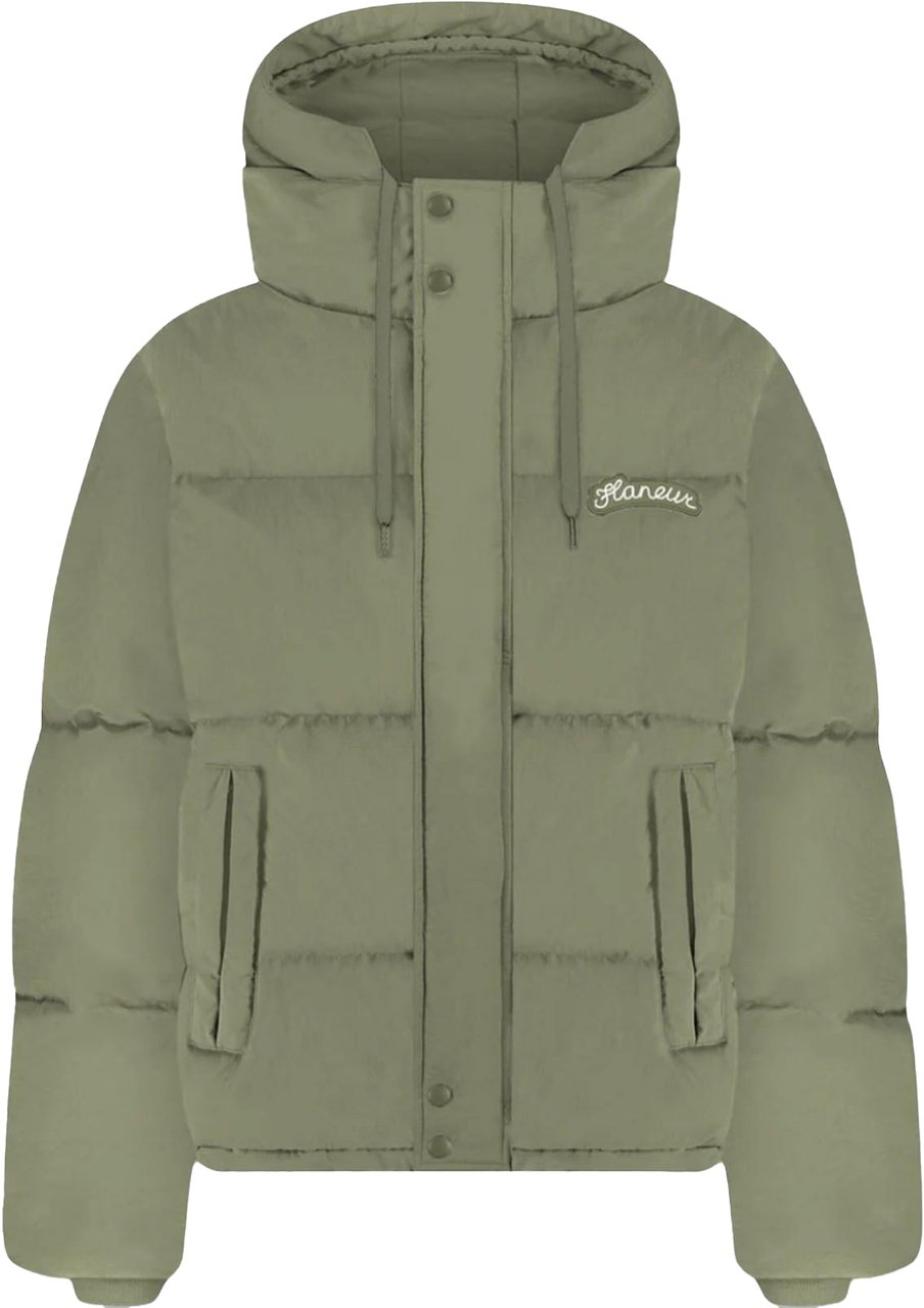 FLÂNEUR SIGNATURE LOGO PUFFER JACKET Khaki Groen
